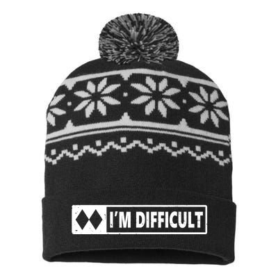 I'm Difficult Skiing Skier Snowboard Double Black Diamonds USA-Made Snowflake Beanie