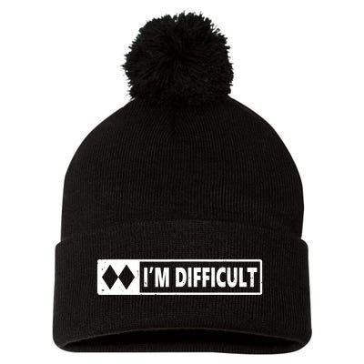 I'm Difficult Skiing Skier Snowboard Double Black Diamonds Pom Pom 12in Knit Beanie