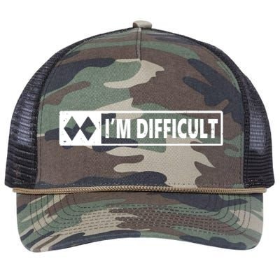 I'm Difficult Skiing Skier Snowboard Double Black Diamonds Retro Rope Trucker Hat Cap