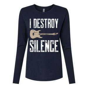 I Destroy Silence Electric Guitars Guitarist Guitar Player Womens Cotton Relaxed Long Sleeve T-Shirt