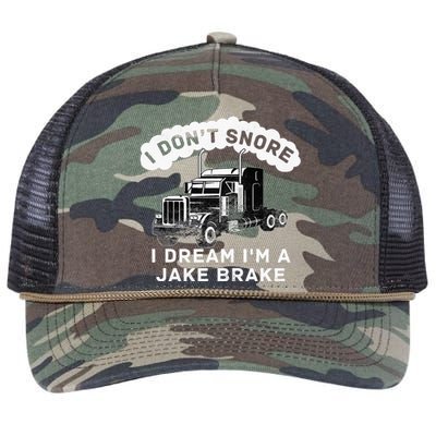 I Don't Snore I Dream I'm A Jake Brake Trucker Retro Rope Trucker Hat Cap