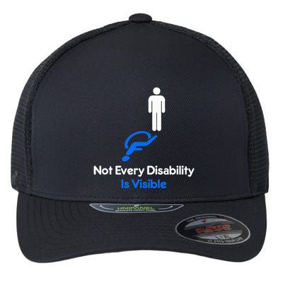 Invisible Disability Stick Figure With Wheelchair Shadow Flexfit Unipanel Trucker Cap