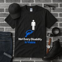 Invisible Disability Stick Figure With Wheelchair Shadow Tall T-Shirt
