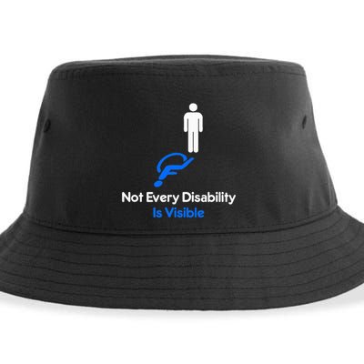 Invisible Disability Stick Figure With Wheelchair Shadow Sustainable Bucket Hat