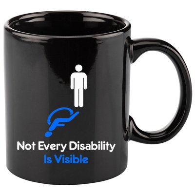 Invisible Disability Stick Figure With Wheelchair Shadow 11oz C Handle Ceramic Mug