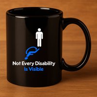 Invisible Disability Stick Figure With Wheelchair Shadow 11oz C Handle Ceramic Mug