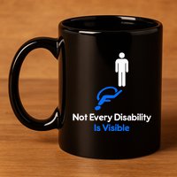 Invisible Disability Stick Figure With Wheelchair Shadow 11oz C Handle Ceramic Mug