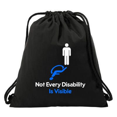 Invisible Disability Stick Figure With Wheelchair Shadow Drawstring Bag
