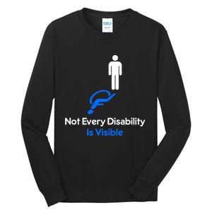 Invisible Disability Stick Figure With Wheelchair Shadow Tall Long Sleeve T-Shirt