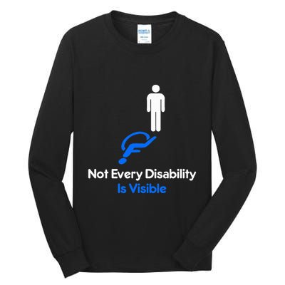 Invisible Disability Stick Figure With Wheelchair Shadow Tall Long Sleeve T-Shirt