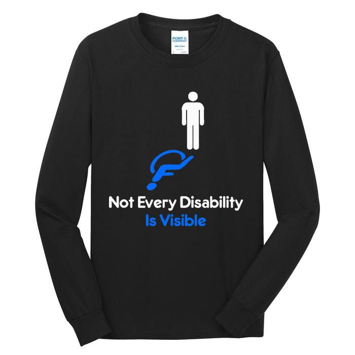 Invisible Disability Stick Figure With Wheelchair Shadow Tall Long Sleeve T-Shirt