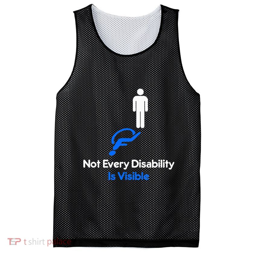Invisible Disability Stick Figure With Wheelchair Shadow Mesh Reversible Basketball Jersey Tank