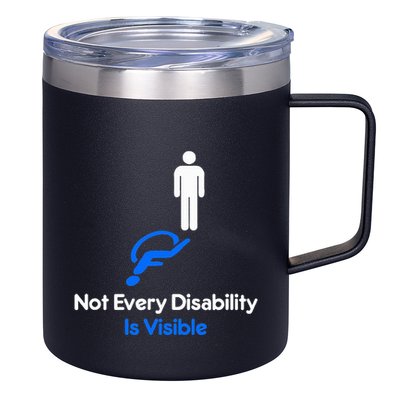 Invisible Disability Stick Figure With Wheelchair Shadow 12oz Stainless Steel Coffee Mug