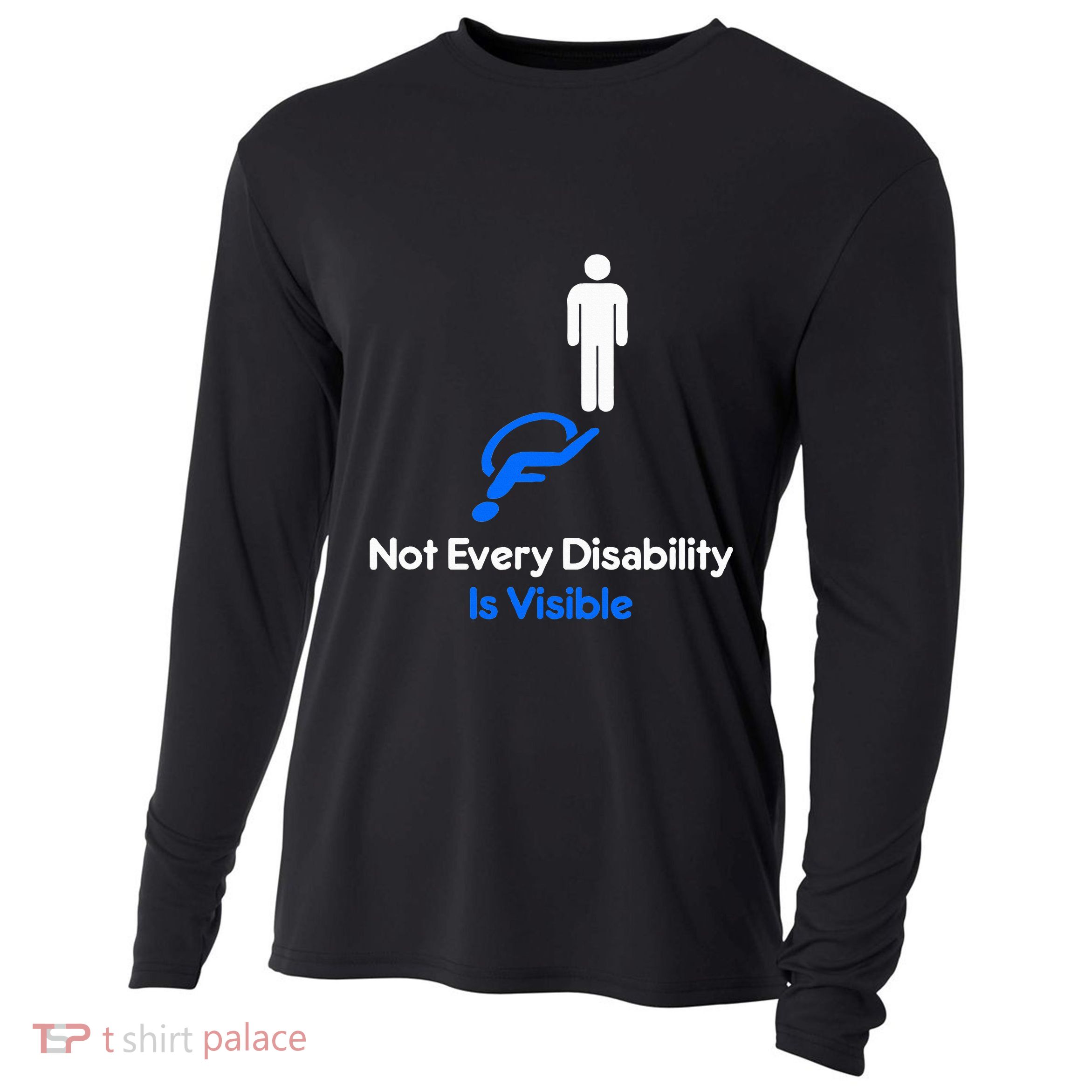 Invisible Disability Stick Figure With Wheelchair Shadow Cooling Performance Long Sleeve Crew