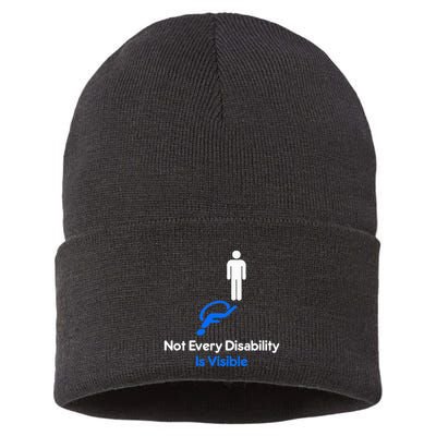 Invisible Disability Stick Figure With Wheelchair Shadow Sustainable Knit Beanie