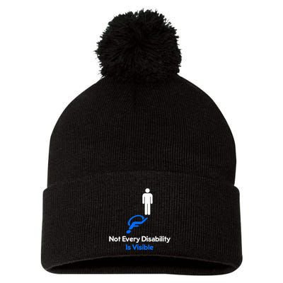 Invisible Disability Stick Figure With Wheelchair Shadow Pom Pom 12in Knit Beanie