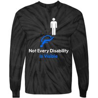 Invisible Disability Stick Figure With Wheelchair Shadow Tie-Dye Long Sleeve Shirt