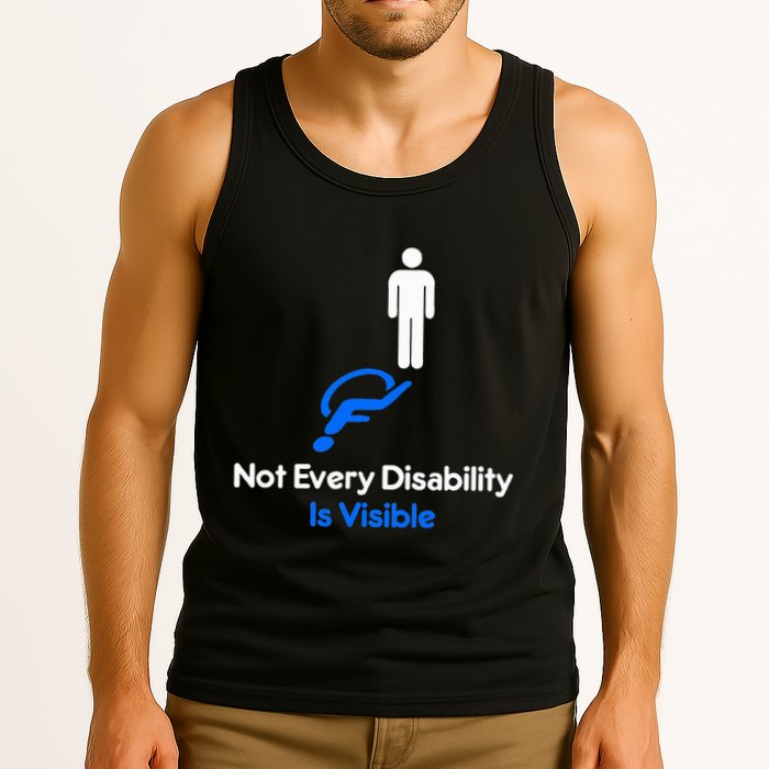 Invisible Disability Stick Figure With Wheelchair Shadow Tank Top