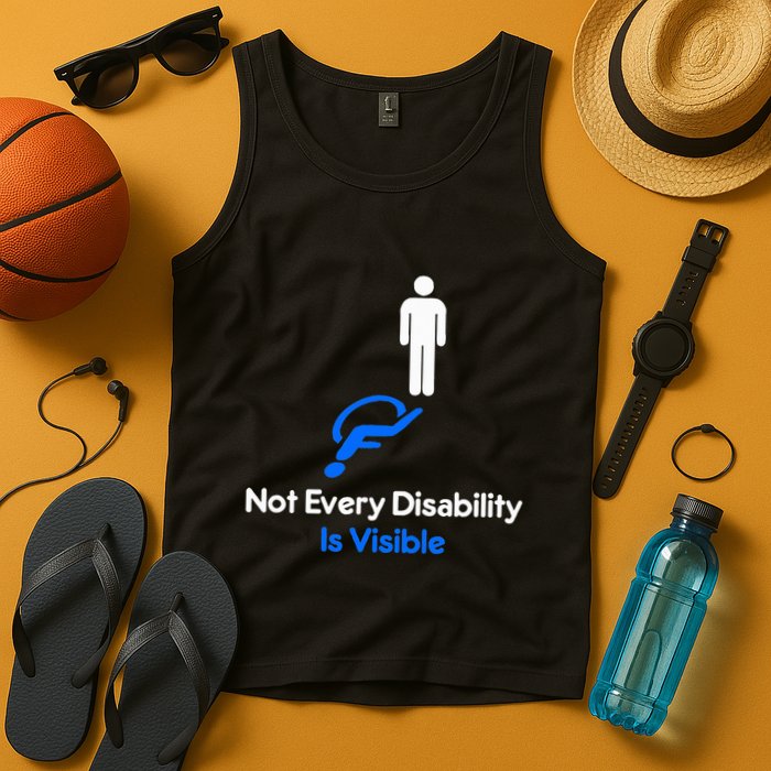 Invisible Disability Stick Figure With Wheelchair Shadow Tank Top
