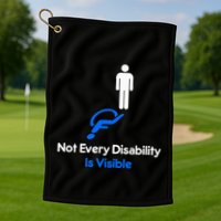 Invisible Disability Stick Figure With Wheelchair Shadow Golf Towel