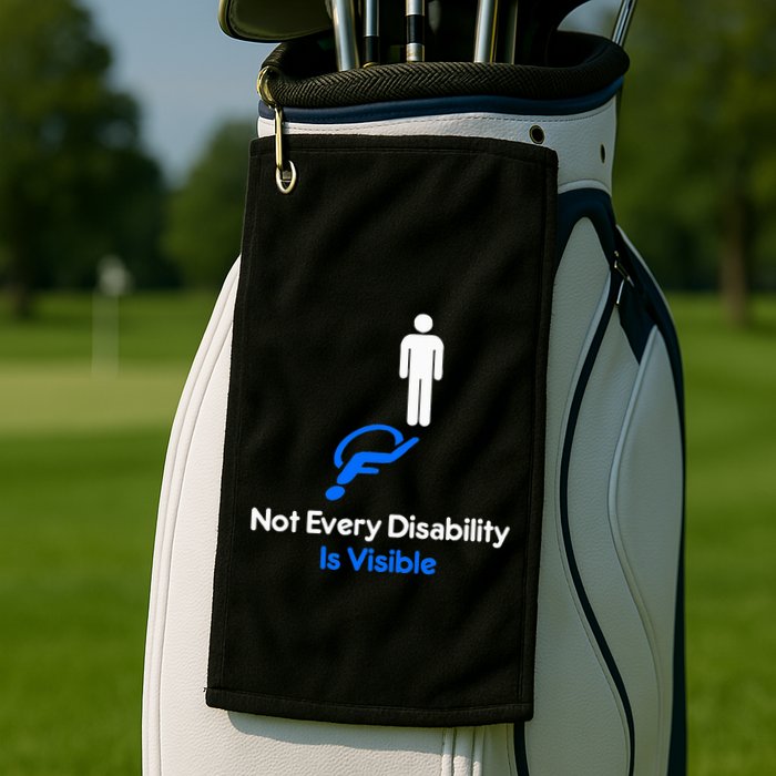 Invisible Disability Stick Figure With Wheelchair Shadow Golf Towel