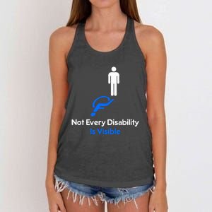 Invisible Disability Stick Figure With Wheelchair Shadow Women's Knotted Racerback Tank