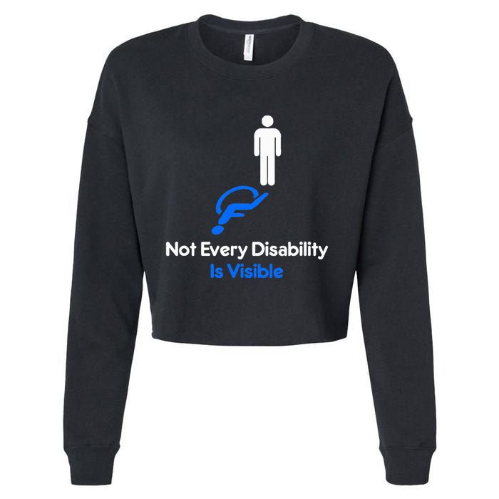 Invisible Disability Stick Figure With Wheelchair Shadow Cropped Pullover Crew