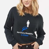 Invisible Disability Stick Figure With Wheelchair Shadow Cropped Pullover Crew