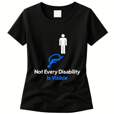 Invisible Disability Stick Figure With Wheelchair Shadow Womens T-Shirt