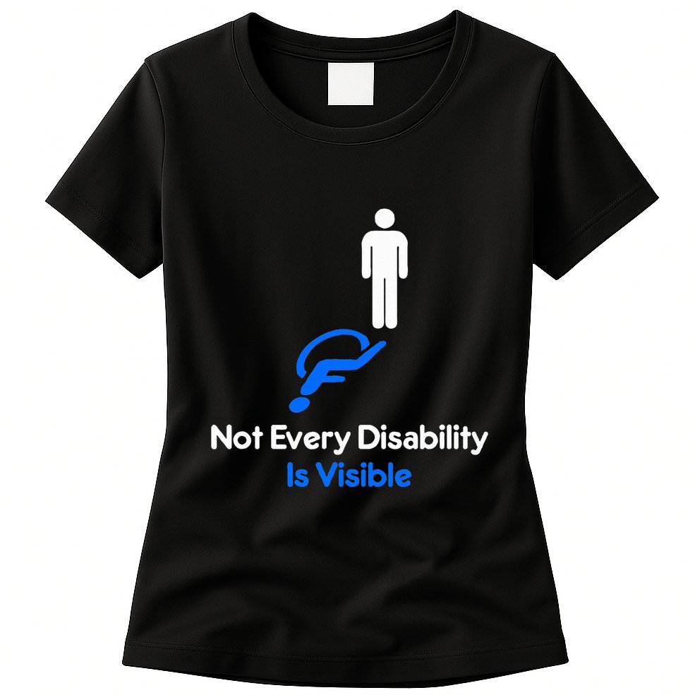 Invisible Disability Stick Figure With Wheelchair Shadow Womens T-Shirt