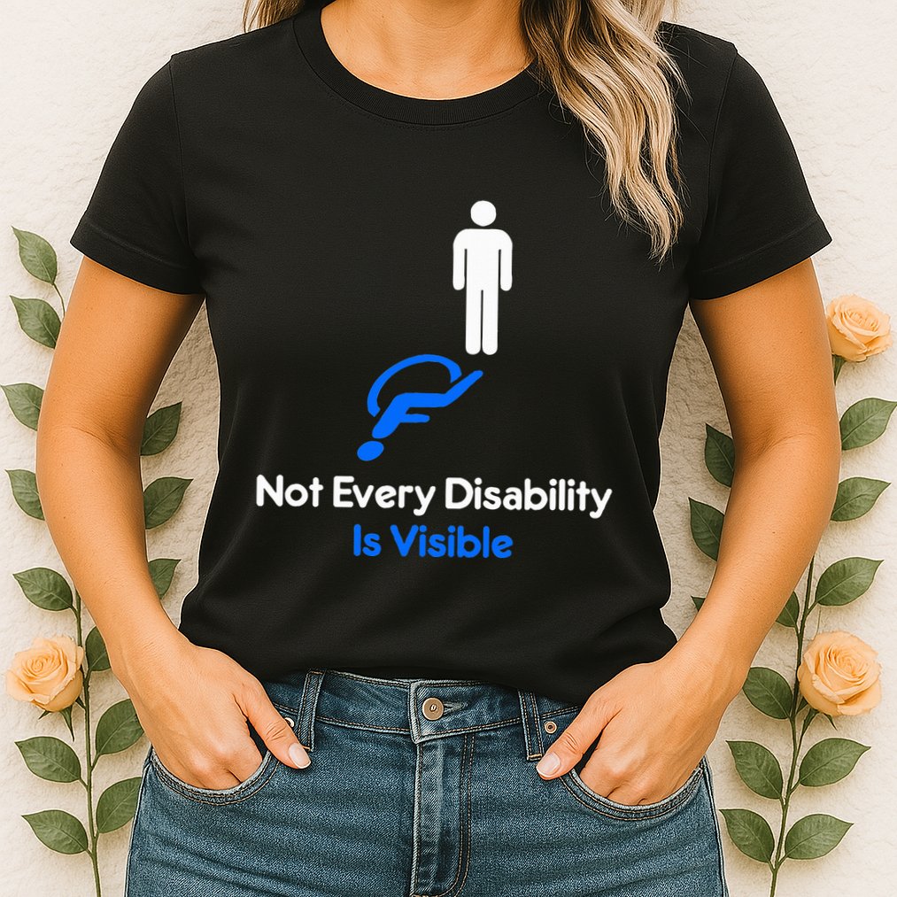 Invisible Disability Stick Figure With Wheelchair Shadow Womens T-Shirt