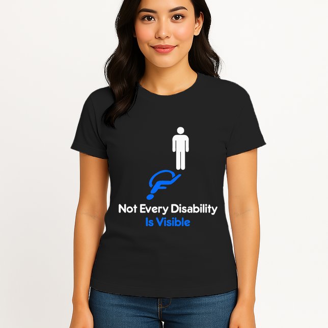 Invisible Disability Stick Figure With Wheelchair Shadow Womens T-Shirt