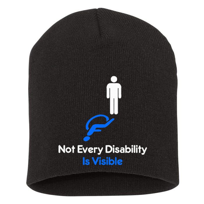 Invisible Disability Stick Figure With Wheelchair Shadow Short Acrylic Beanie