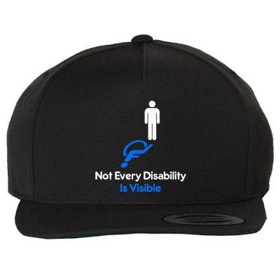 Invisible Disability Stick Figure With Wheelchair Shadow Wool Snapback Cap