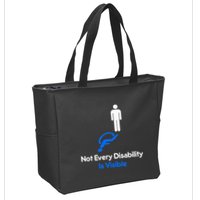 Invisible Disability Stick Figure With Wheelchair Shadow Zip Tote Bag