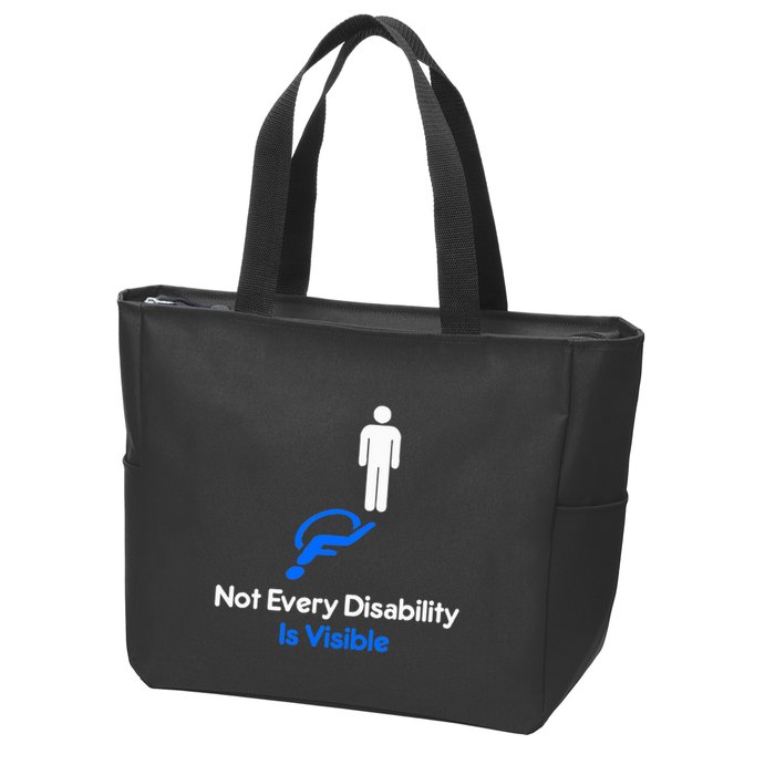 Invisible Disability Stick Figure With Wheelchair Shadow Zip Tote Bag