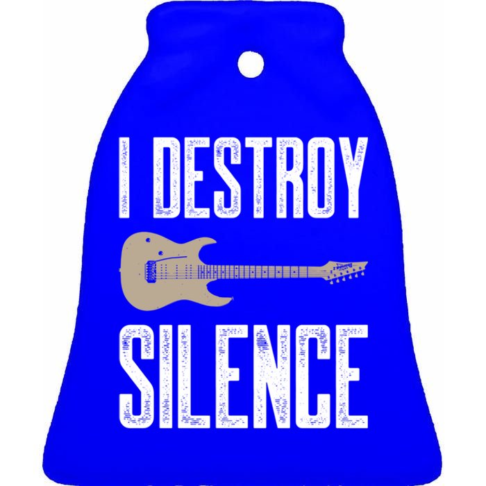 I Destroy Silence Electric Guitars Guitarist Guitar Player Gift Ceramic Bell Ornament