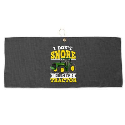 I don't snore I dream I am a tractor gift idea for farmer  Large Microfiber Waffle Golf Towel