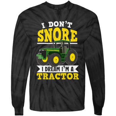 I don't snore I dream I am a tractor gift idea for farmer  Tie-Dye Long Sleeve Shirt