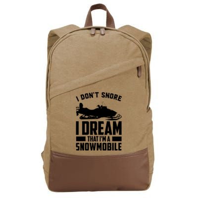 I Don't Snore I Dream That I'm A Snowmobile Cotton Canvas Backpack