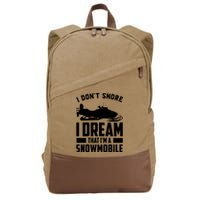 I Don't Snore I Dream That I'm A Snowmobile Cotton Canvas Backpack