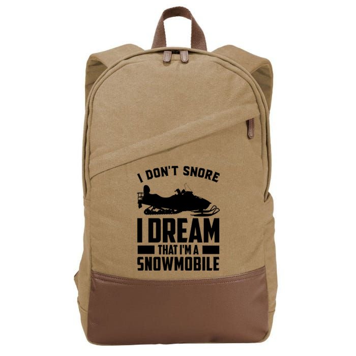 I Don't Snore I Dream That I'm A Snowmobile Cotton Canvas Backpack