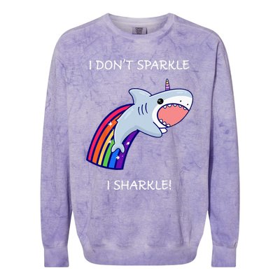 I Don't Sparkle I Sharkle Shark Unicorn Rainbow Colorblast Crewneck Sweatshirt