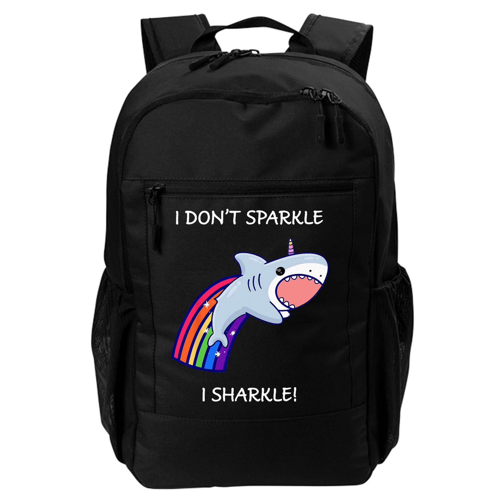 I Don't Sparkle I Sharkle Shark Unicorn Rainbow Backpack