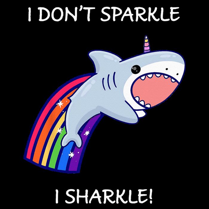 I Don't Sparkle I Sharkle Shark Unicorn Rainbow Drawstring Bag