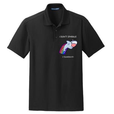 I Don't Sparkle I Sharkle Shark Unicorn Rainbow Dry Zone Grid Polo