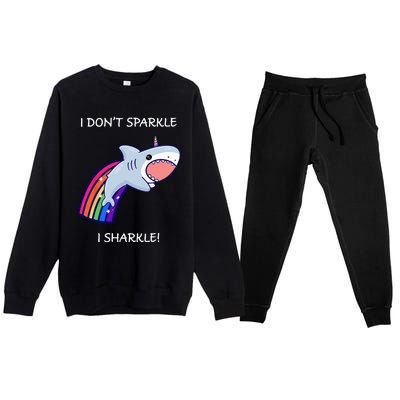 I Don't Sparkle I Sharkle Shark Unicorn Rainbow Premium Crewneck Sweatsuit Set