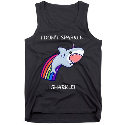 I Don't Sparkle I Sharkle Shark Unicorn Rainbow Tank Top