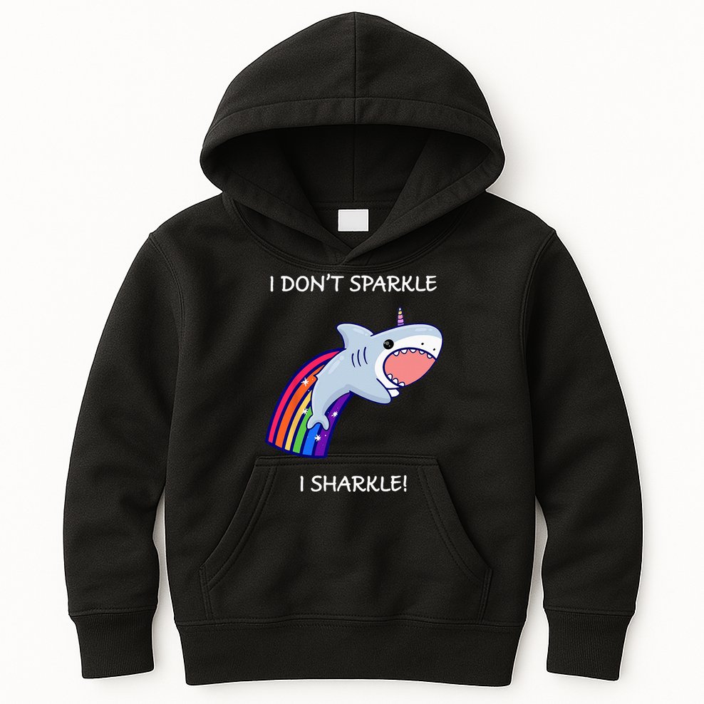 I Don't Sparkle I Sharkle Shark Unicorn Rainbow Kids Hoodie