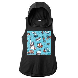 Independence Day Statue Of Liberty Ladies PosiCharge Tri-Blend Wicking Draft Hoodie Tank